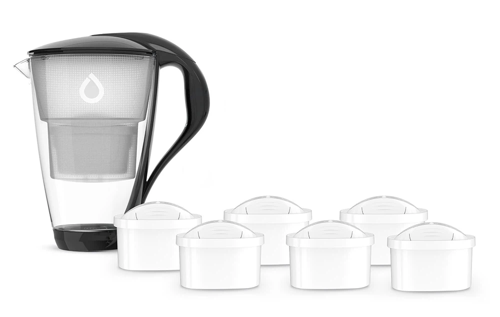 Dzbanek filtrujący szklany Dafi Crystal LED +6 filtrów UNIMAX (czarny ...