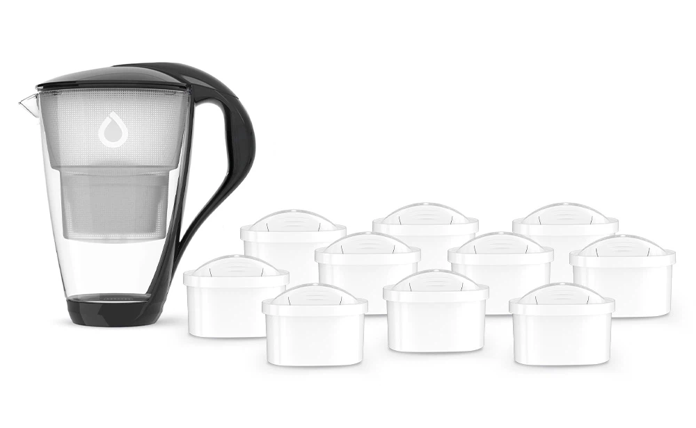 Dzbanek filtrujący szklany Dafi Crystal LED +10 filtrów UNIMAX (czarny ...